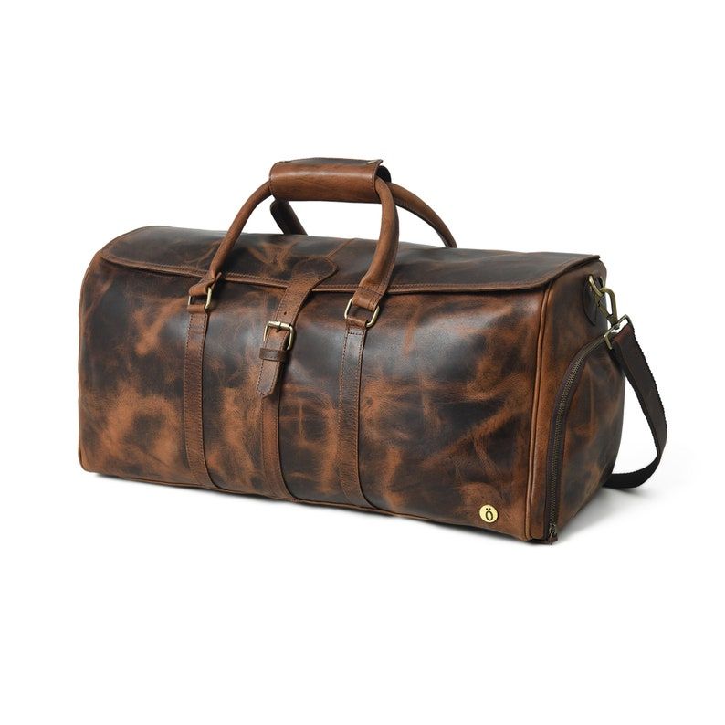 Leather Duffle Bag: Men's Travel Weekender with Shoe Compartment