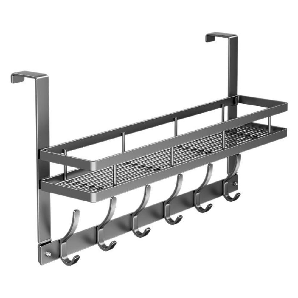 Multifunctional Over-the-Door Storage Rack Easy Installation Clothes Hanging Rack Metal Hooks  Door