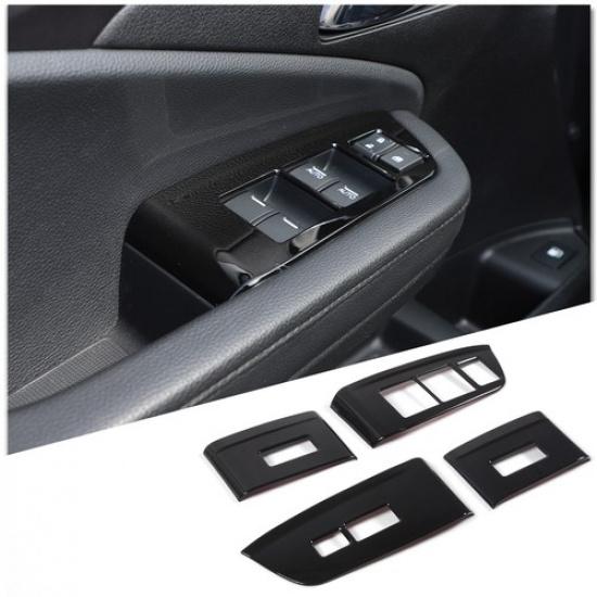 Glossy Black Window Lift Button Trim Frame Cover For Honda Pilot 2015-