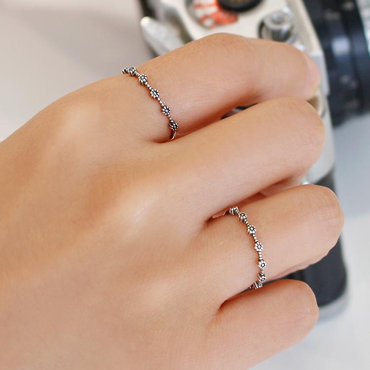 47Bag 925 Silver Layered Thin Rings Angelica