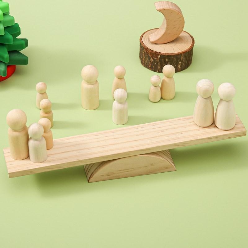 1Set Balance Scale Montessori Toy Set DIY Maple Doll Baby Balance Training Constructor for Children Gifts Maple Doll Toys