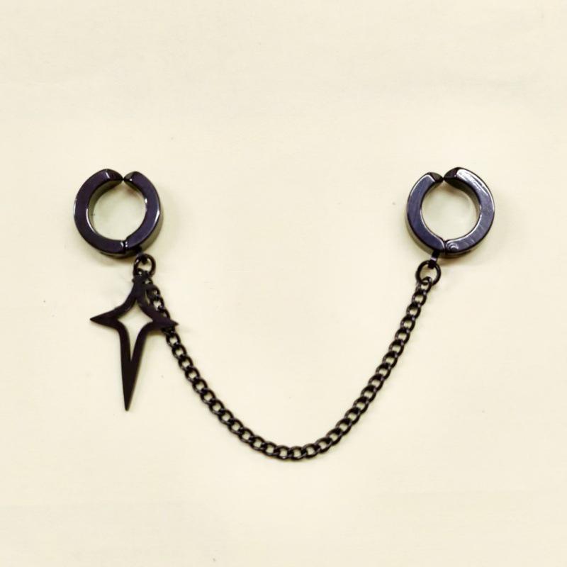 2 Pièces Boucles d'Oreilles Minimalistes Pour Adolescents Oreille Sans Perçage Bijoux Femmes Hommes Rétro Punk Pendentif Étoile à Quatre Pointes Ornements Cadeau