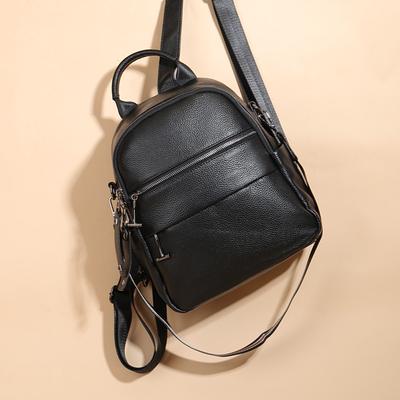 Genuine Leather Backpack Unisex Short Trip Hiking Bag Large Capacity Lightweight Student Backpack