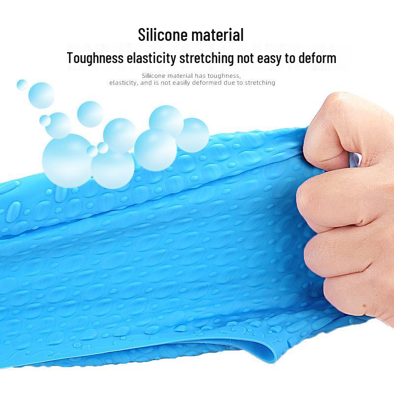 Summer Silicone Water Drop Swim Cap - Extra Elasticity, Ear Protection, Large Size for Long Hair, Comfortable Fit.