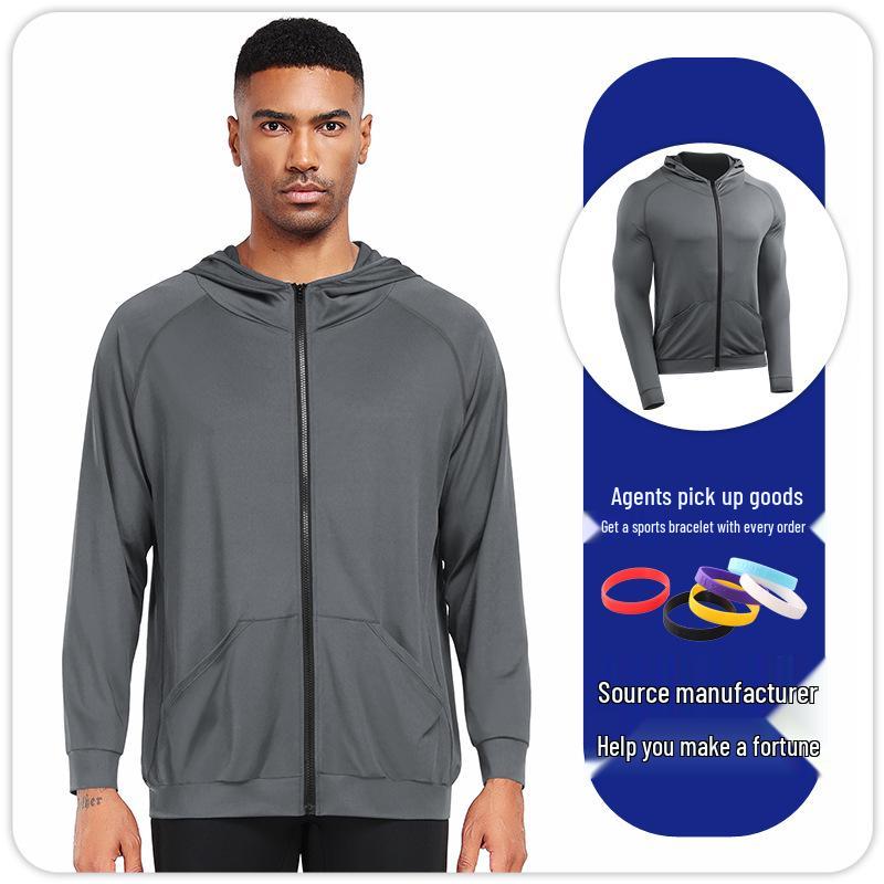 Men's Quick-Dry Sports Hoodie Jacket for Basketball, Running, Fitness - B5901