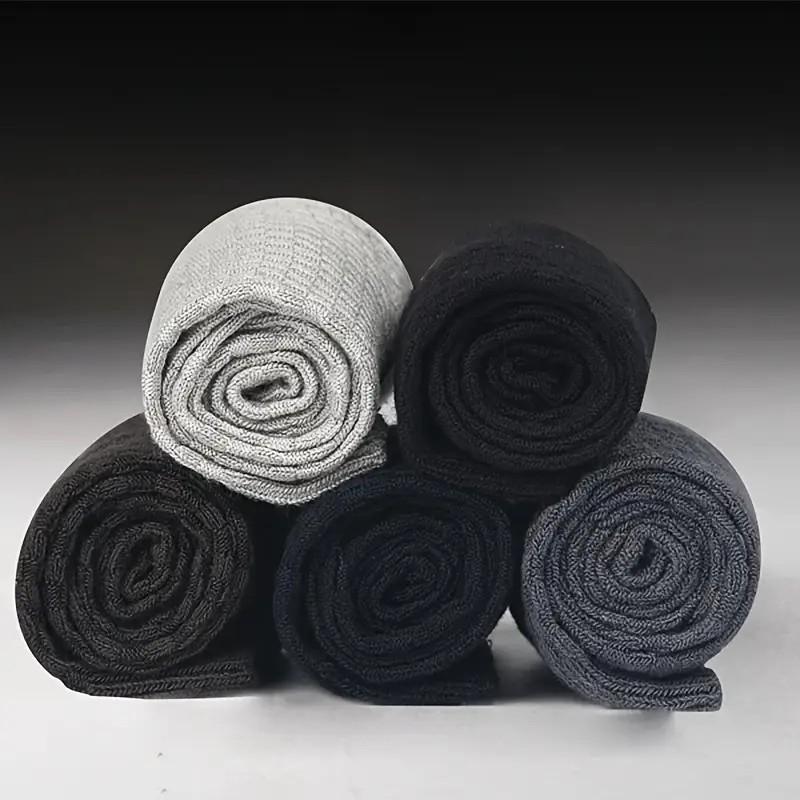 1/5 Pairs Men Bamboo Fiber Knitted Round Neck Socks Anti Odor Sweat Absorbing Comfortable Breathable Business Casual Wear Socks