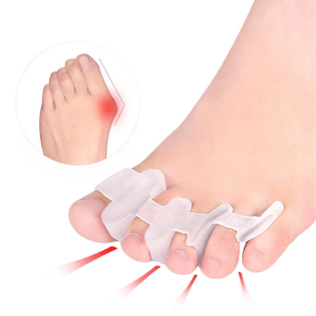 1Pair Four Hole Toe Separator Bunion Hallux Valgus Orthosis Gel Thumb Corrector Toe Straightener Toe Spreader Foot Protector