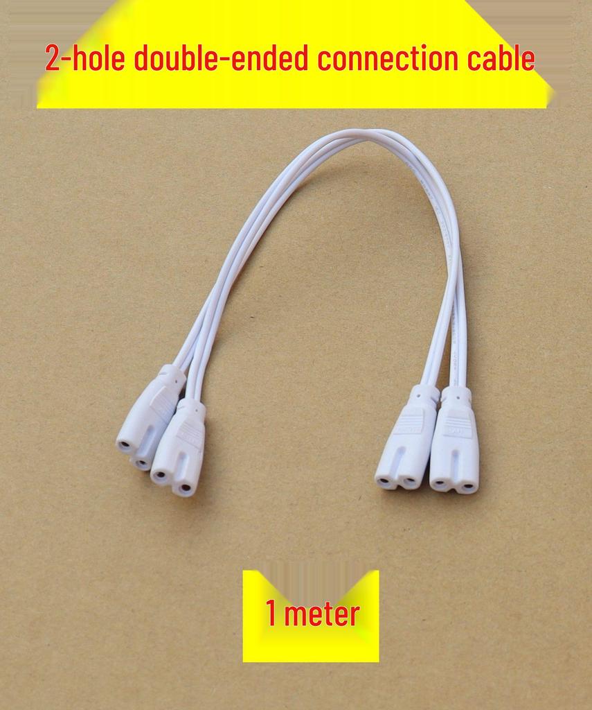 LED Tube Connector: T4/T8/T5 Extension Cord with Double Plug Adapter for Fluorescent Lamp Holders
