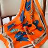 Foulard in raso di seta con stampa a catena da 70 cm per donna, fazzoletto stampato, bandana quadrata da testa per donna, scaldacollo piccolo, Hijab, signora, ragazza