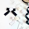 Camellia Flower Ribbon Brooch Black White French Style Pin Brooch For Women Shirt Collar Pins Vintage Party Brooches Jewelry