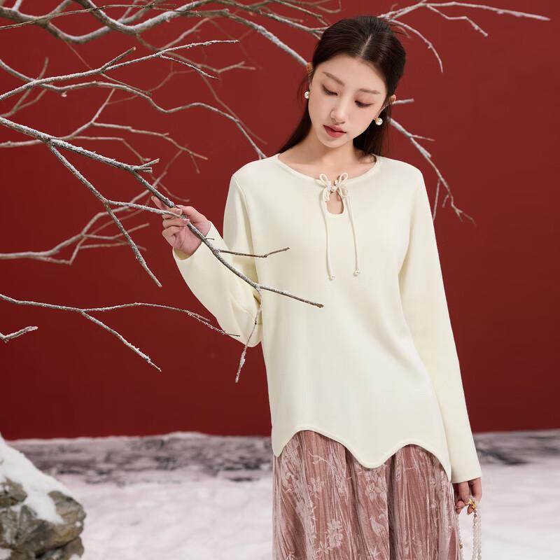 Sancai Plus Size Chinese Style Knit Sweater with Frog Buttons
