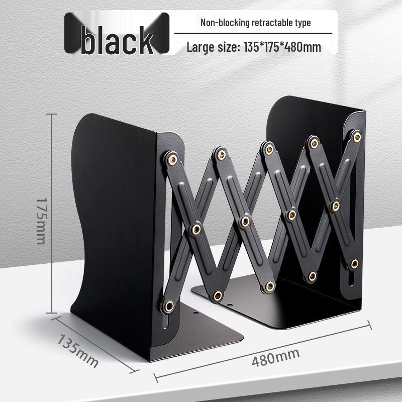 Muji Style Metal Retractable Book Stand and Clip Bookend for Desk Storage