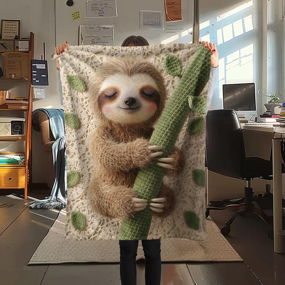 Knitted sloth hedgehog dog Print Flannel Blanket,High quality Comfortable for All Seasons,Home Decor,Warmth and Comfort,Perfect for Christmas Gifts
