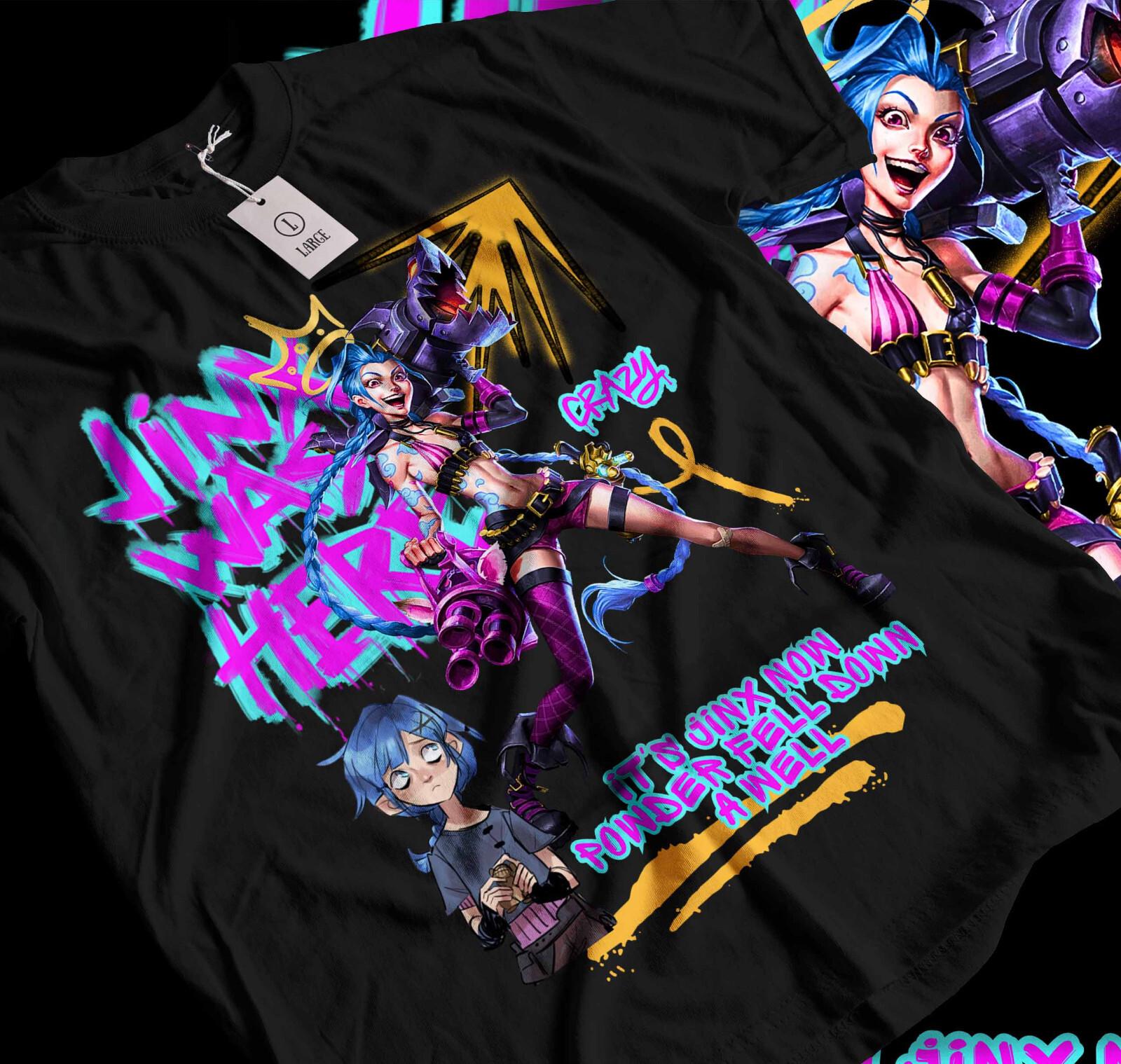

Jinx Arcane T-Shirt Mens Womens Tees Top Japanese Anime Cartoon Jinx Black T-Shirt Mens Womens Tees Top Unisex 054 S