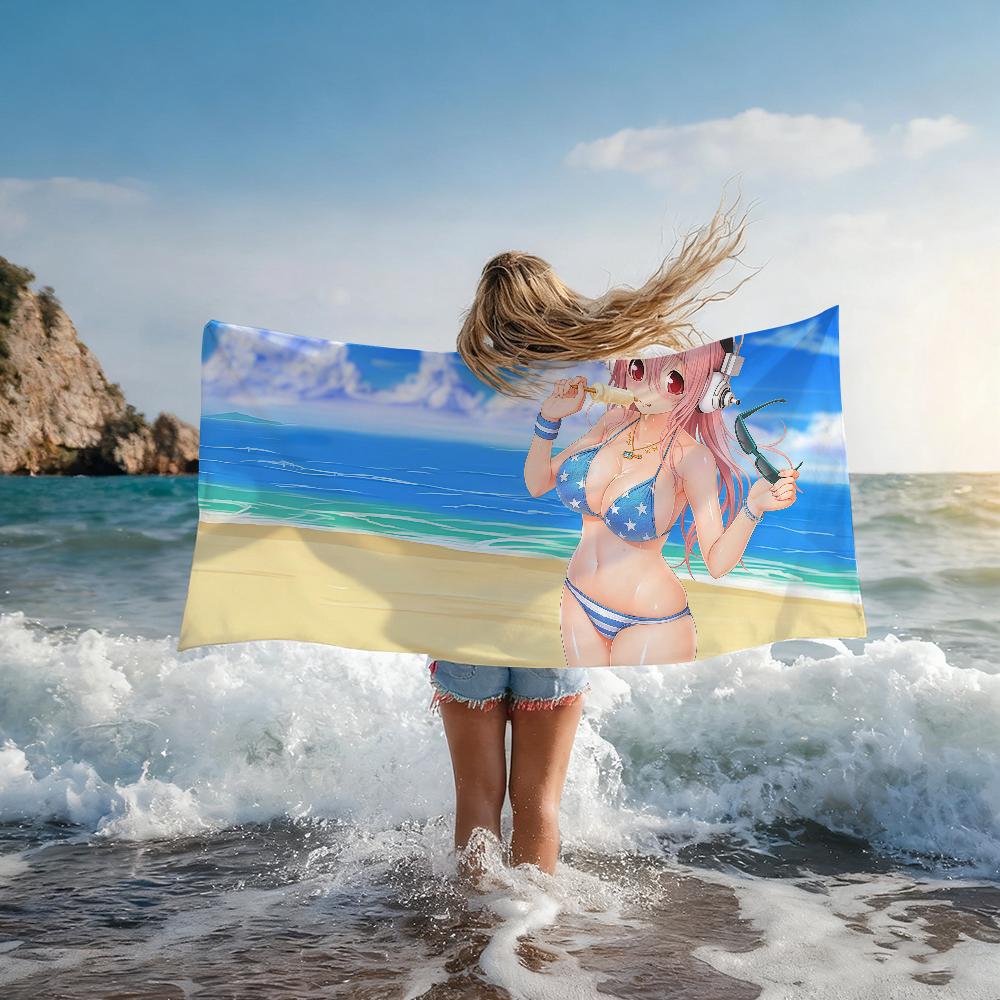 Cute Super Sonico Towel Quick Drying Beach Towels Are Suitable For Swimming Pools Camping Yoga And The Gym