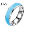 Modern Finger Decoration Luminous Ring for Couples, 6mm Stainless Steel Hypoallergenic with Versatile Decorative Resin Bands Colorful Inlay,