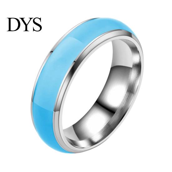 Modern Finger Decoration Luminous Ring for Couples, 6mm Stainless Steel Hypoallergenic with Versatile Decorative Resin Bands Colorful Inlay,