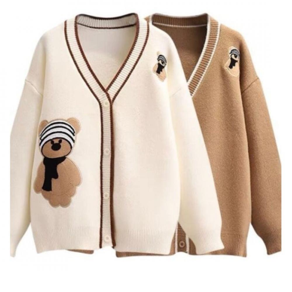 Rellawear Teddy Bear Hair Band Cardigan 2color