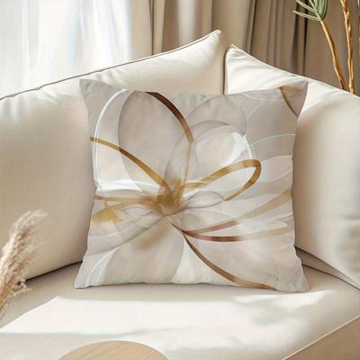 1pc, Bohemian Floral Print Pillow Cover - Double-Sided, Modern Design with Golden Accents, for Living Room, Porch, Patio - White And Cream (Pillow Ins