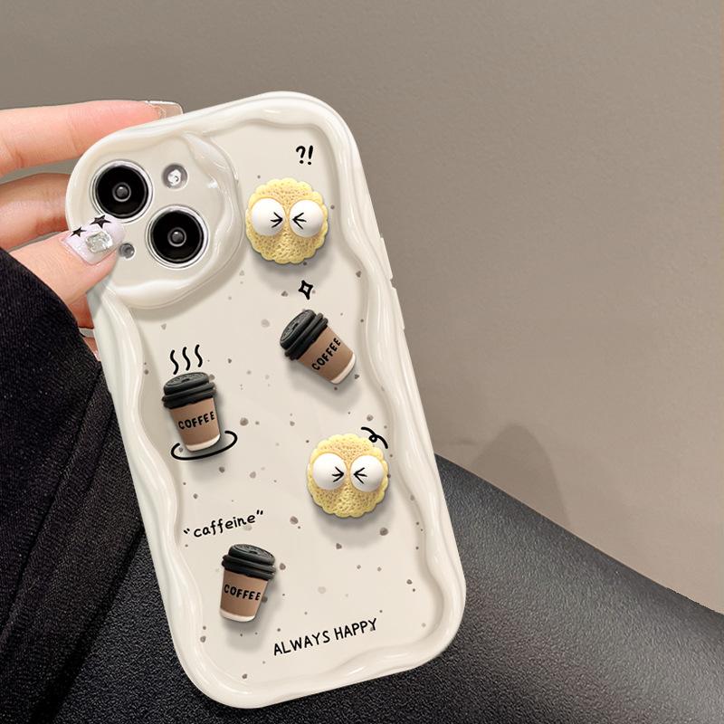 Applicable To Apple 14promax Mobile Phone Case IPhone 15/13 Coffee Briquette Three-dimensional Doll 12mini Silicone 7