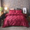 Feelyou Raffung Bettbezug Set King Size Lila Pinch Pleat Bettbezug Tuft-Design Bettwäsche Set Reißverschluss Weiches Polyester Bettdeckenbezug mit