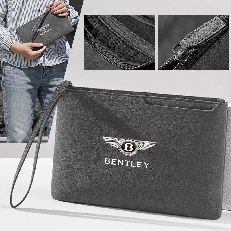 Przenośna torba do przechowywania z logo samochodu Skórzana zamszowa Portfel na zamek Bilon Do Bentley Continental GT MULLINER Bentayga Flying Hurtling Spur