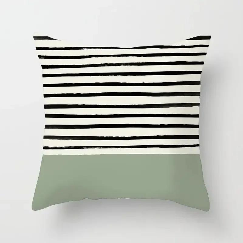 Fresh Green Geometric Pillow Cover - Modern Artistic Pattern In Soft Polyester for Living Room & Bedroom