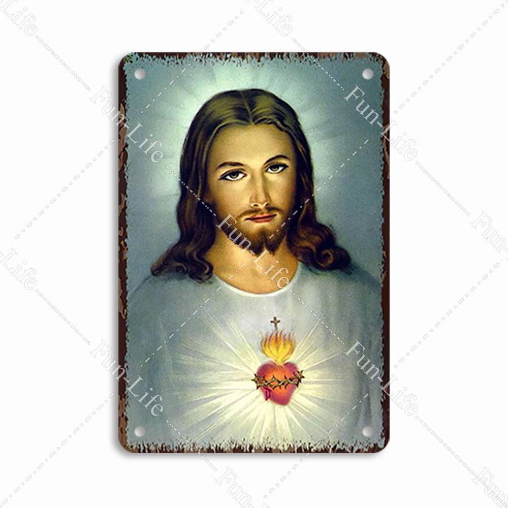 Christianity Vintage Decorative Metal Tin Sign Virgin Mary Retro Plaque Wall Decor Plate Jesus  Bar Pub Club Art Poster 20x30cm