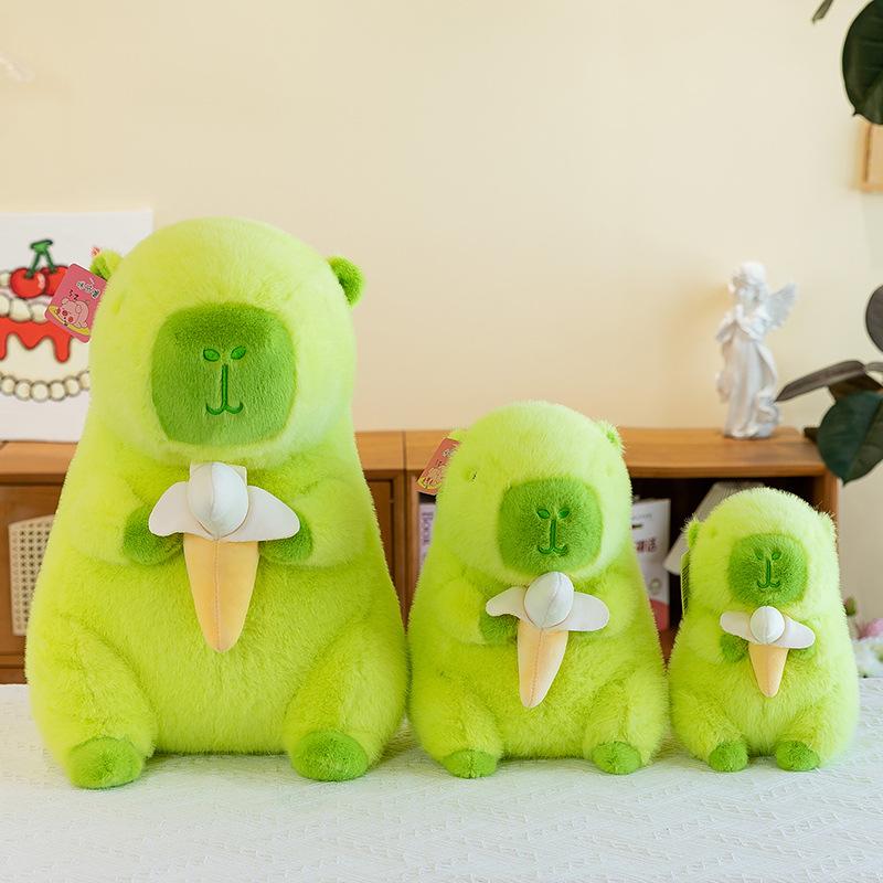 Bai Fen Bai Dolls And Toys Green Creative Non-Banana Capybara Plush Toy Doll Holding Banana Kapibara Doll Giving Girlfriend Birthday Gift