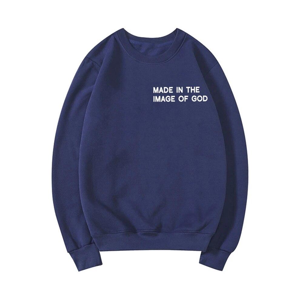 Christian Sweatshirt Made In The Image of God Sweatshirts Faith Shirt Jesus Hoodie Bible Verses Crewneck Sweatshirt Women Tops Unisex
