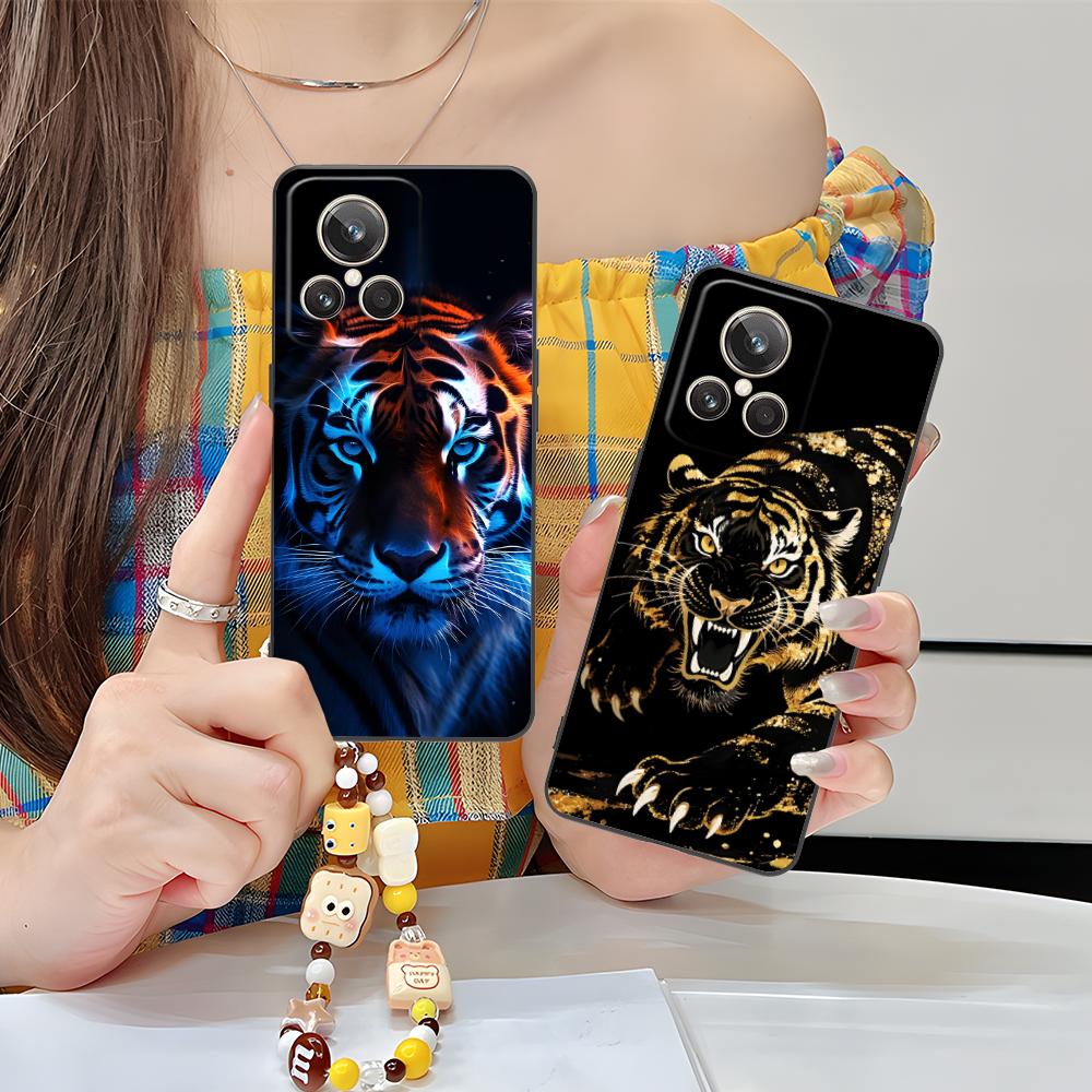 Tiger Neon Mobile Cell Phone Case for Realme GT 8 Neo Pro C75 73 71 C67 65 C55 53 C35 31 C20 15 Colorful Printing Cover Cover