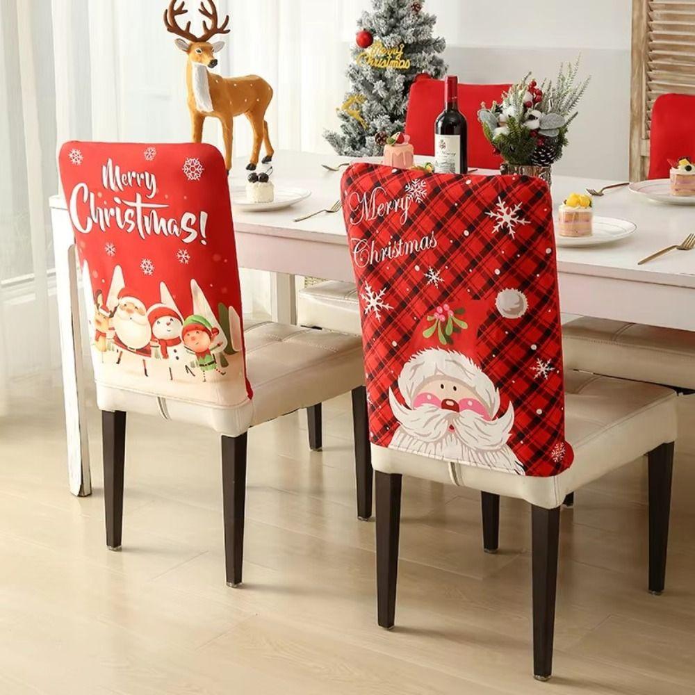 Cartoon Table Christmas Chair Cover Kitchen Home Dinner Chair Seat Cover Xmas Decoration Seat Protector Wear for Chairs New Year