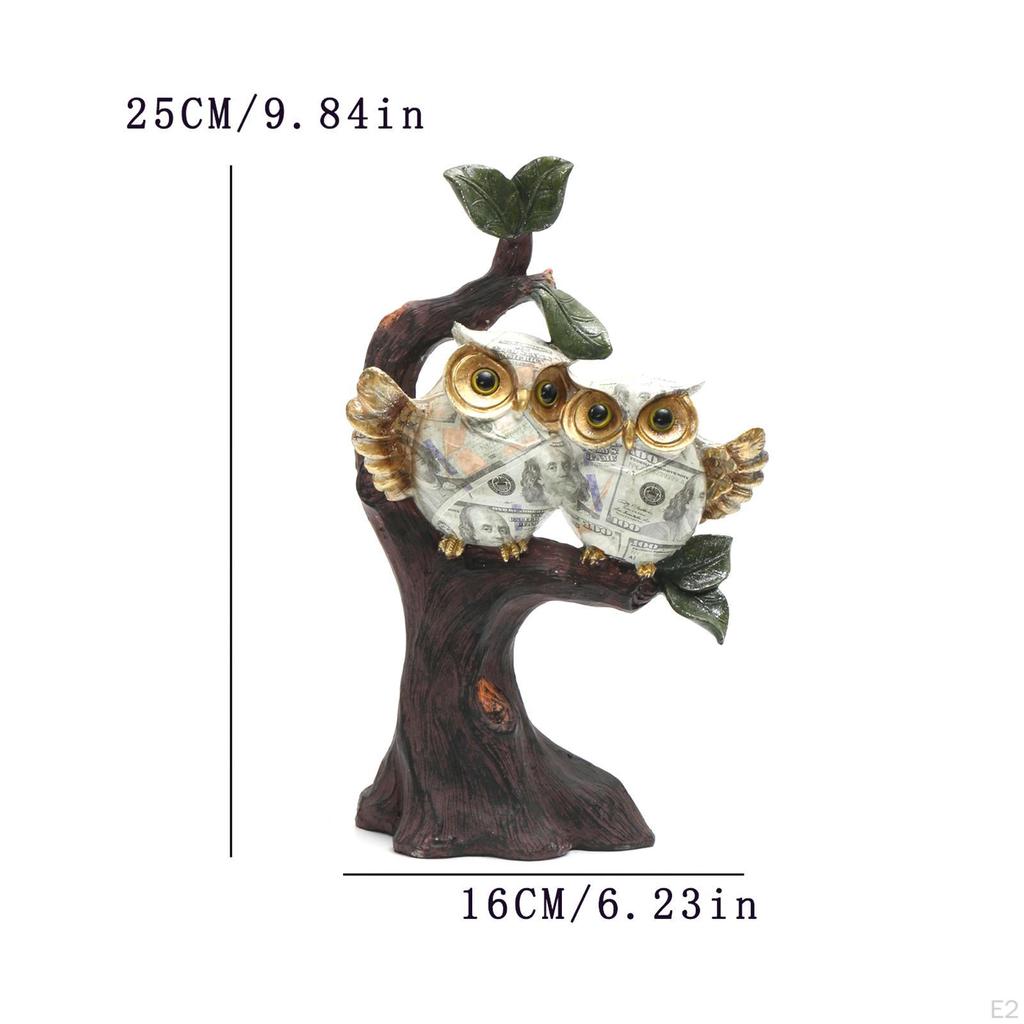 Owl Statue Decor Desk Decoration Ornament Collectible Sculpture Figurine for Living Room Bookshelf
