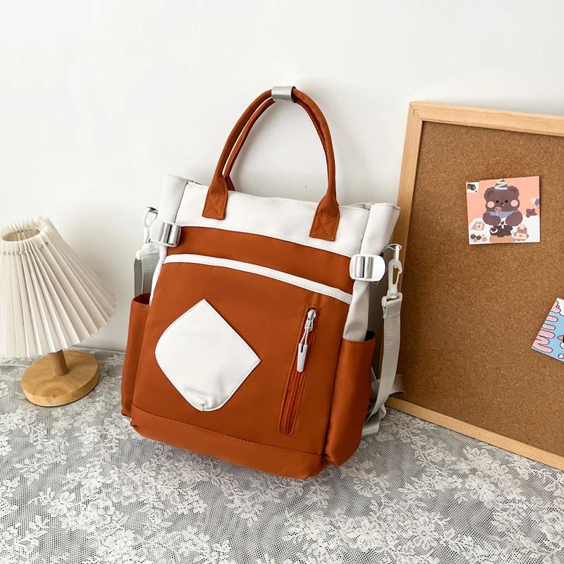 Practical Large Capacity Canvas Bag Solid Color Zipper Casual Bag Backpack for Girls and Boys