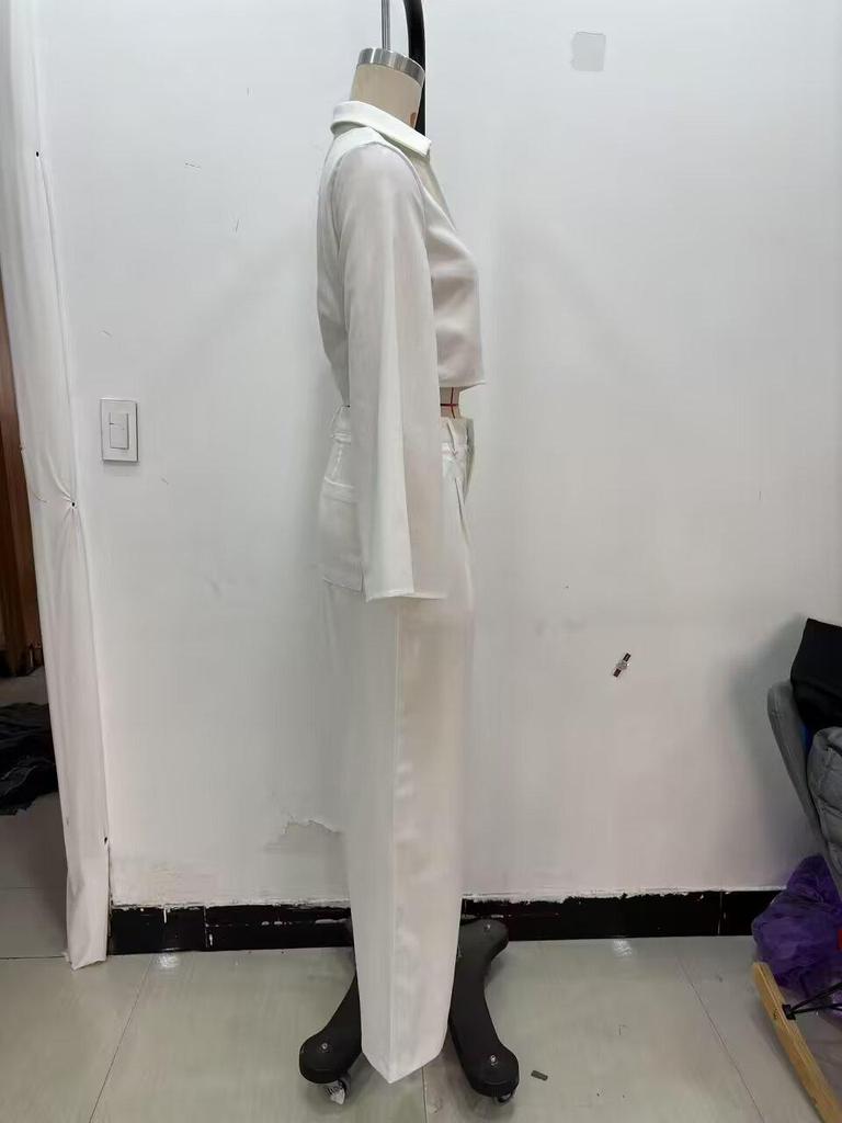 Women's 2025 Summer Vacation Buckle Top & High Waist Ramie Pants Set