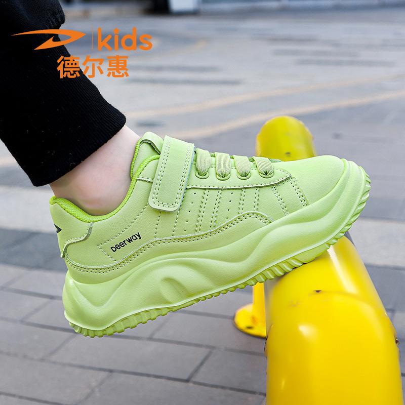 Delhui boys shoes 2025 new autumn and winter leather waterproof children's sports shoes boys middle and older children's running shoes