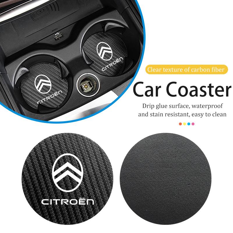 2Pcs Car Cup Mat Auto Emblem Coaster Interior Accessories For Citroen C4 C3 C5 C1 C2 C6 C4L DS3 DS4 Berlingo Picasso Jumper