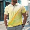 Kurzarm Herren Geometrische Linie Poloshirts Poloshirts Hemden mit Kragen Lässig Athleisure Knöpfe Sommer BYellow Red Polo