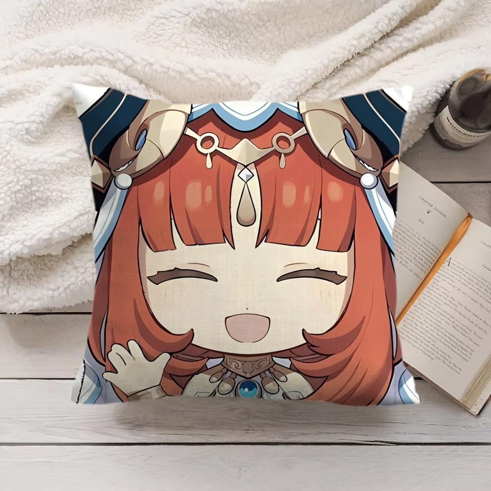 Nilou Cute Genshin Impact Cushion Cover Silky Short Plush Invisible Zipper Dustproof Sofa Pillow Case For Home Decor