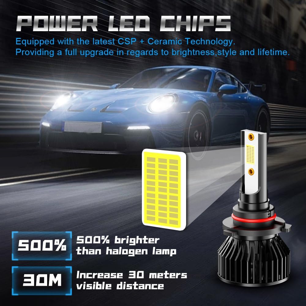Fit For Honda Accord 1990-2002 2003 2004 2005 2006 2007 LED Front Bulbs Fog LED Light Combo,9005 Led High Beam+9006 Low Beam,500% Brightness, 6000K