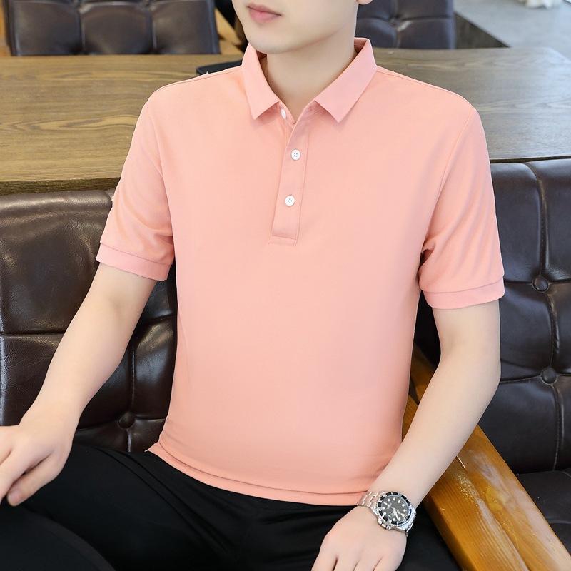 Ice Silk Short Sleeve Men'S T-Shirt Polo Shirt New Casual Shirt Men'S Group Lapel T-Shirt Workwear