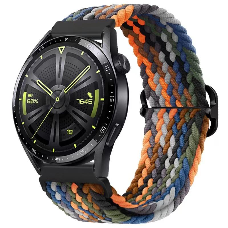 22mm Nylon-Schlaufenarmband für Samsung Watch 46mm/Gear S3/3/4/5/6/7/Huawei Watch GT/2/3/GT5 Pro 46mm Geflochtenes Armband für Amazfit GTR