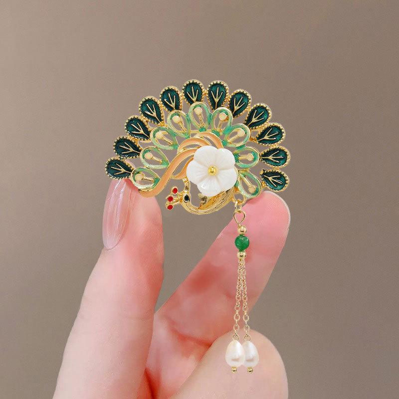 

Броши-эмали в китайском стиле Феникс Винтажные Градиентные Кисточки Феникс Корсаж Универсальные Блестящие Значки Аксессуары для Одежды Подарки A2