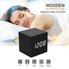 Digital Thermometer Wooden Alarm Clock Date Desk Clock Table USB Charging Brief  Home Decor