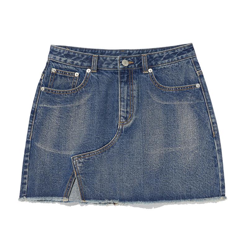 Kirsh Zipper Point Denim Mini Skirt [Blue]