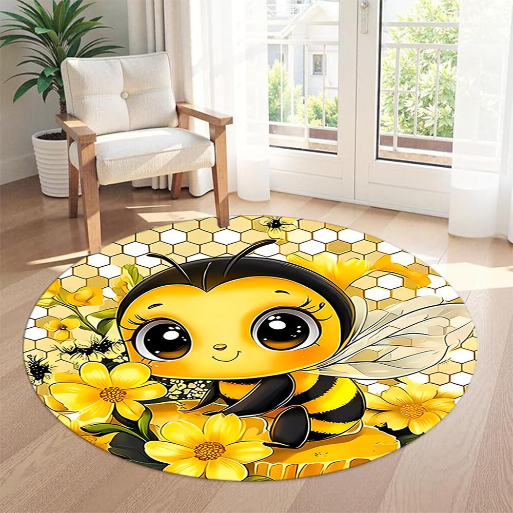 Bee Round Carpet Suitable for Dormitory Study room Balcony Game Room Anti-slip Round Rug Office home decor Wedding Party Gift