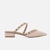 Muller Women's Summer 2024 Pointed-Toe Flat Sandals with Thick Heels and Rivet Detailing.
