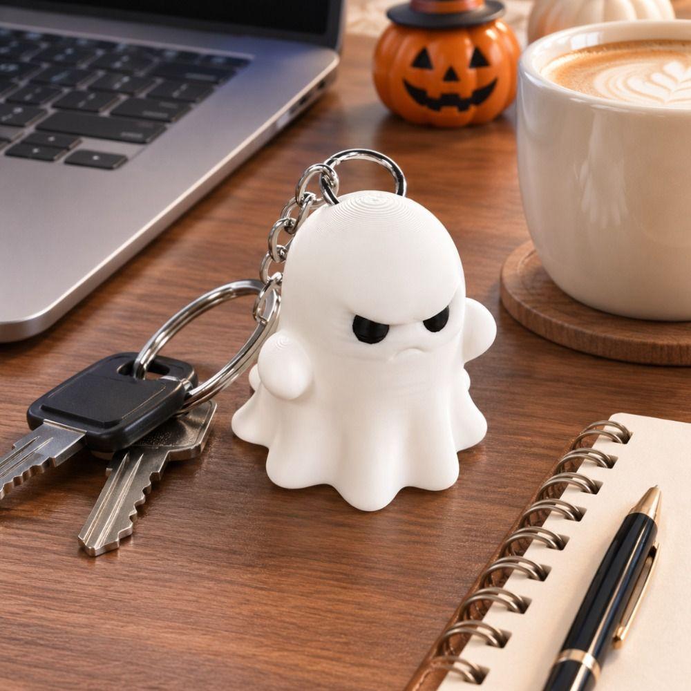 5 Expressions Halloween Keychain Pumpkin 3D Printed Keyring White Ghost Pendant  School Bag