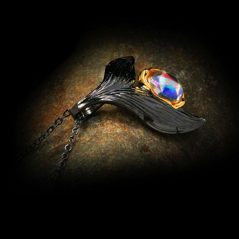 Feather Neck Double Turquoise Collar Collarbone Chain Wild Chain Necklace Choker Multi-Layer Copper