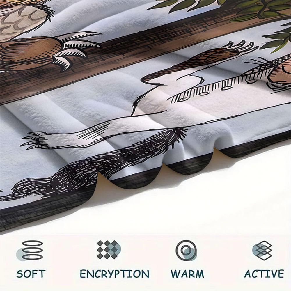 1PC Where the Wild Things Are Patterned Flannel Blanket Suitable For All Seasons for Home Decor Warmth and Comfort Gifts Holiday Present